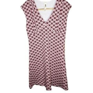 Amadi Empire Sleeveless Dress Red & White – Geometric Floral Pattern